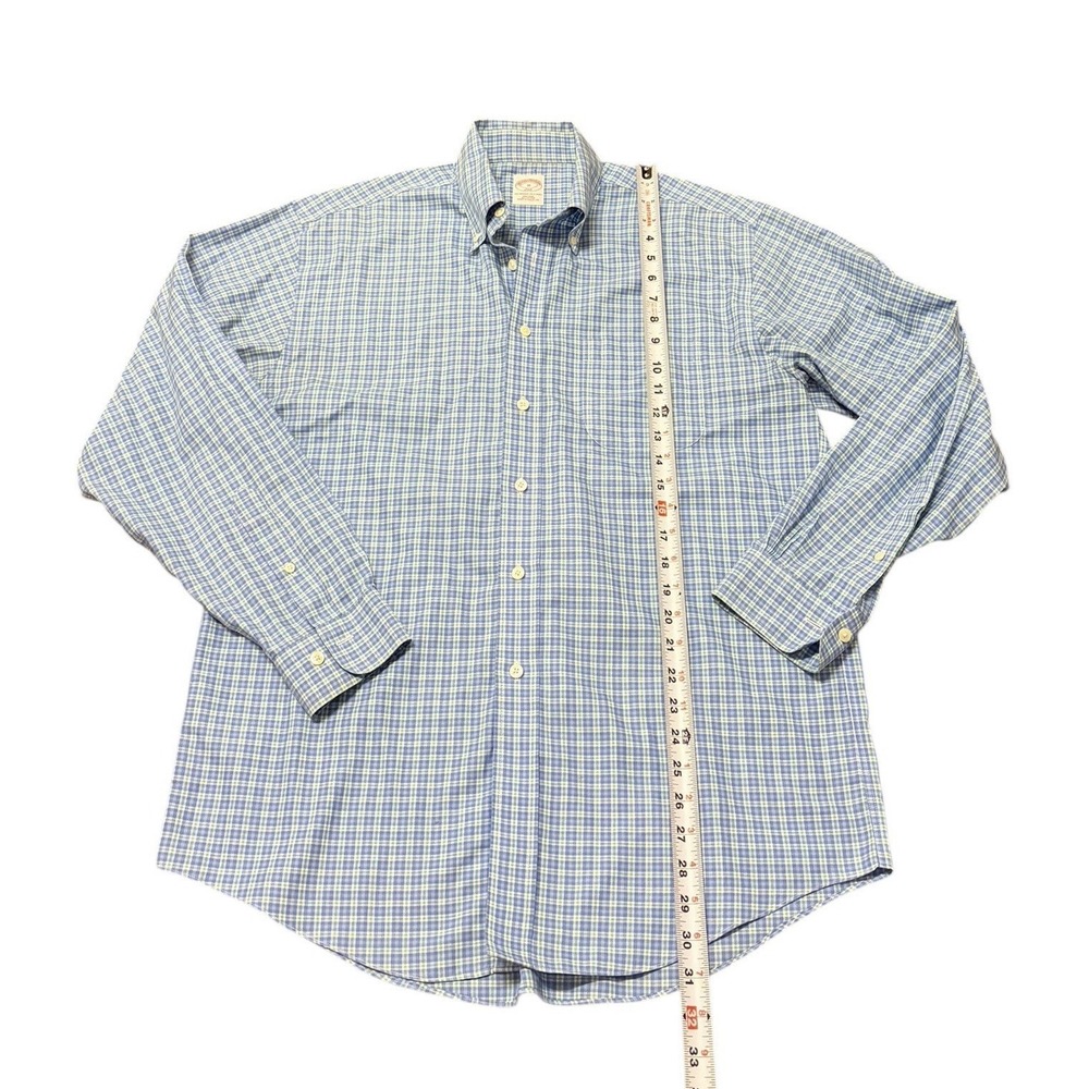 Brooks‎ Brothers Mens M Blue Plaid The Original Polo Button Down Shirt Non-Iron - Picture 4 of 5